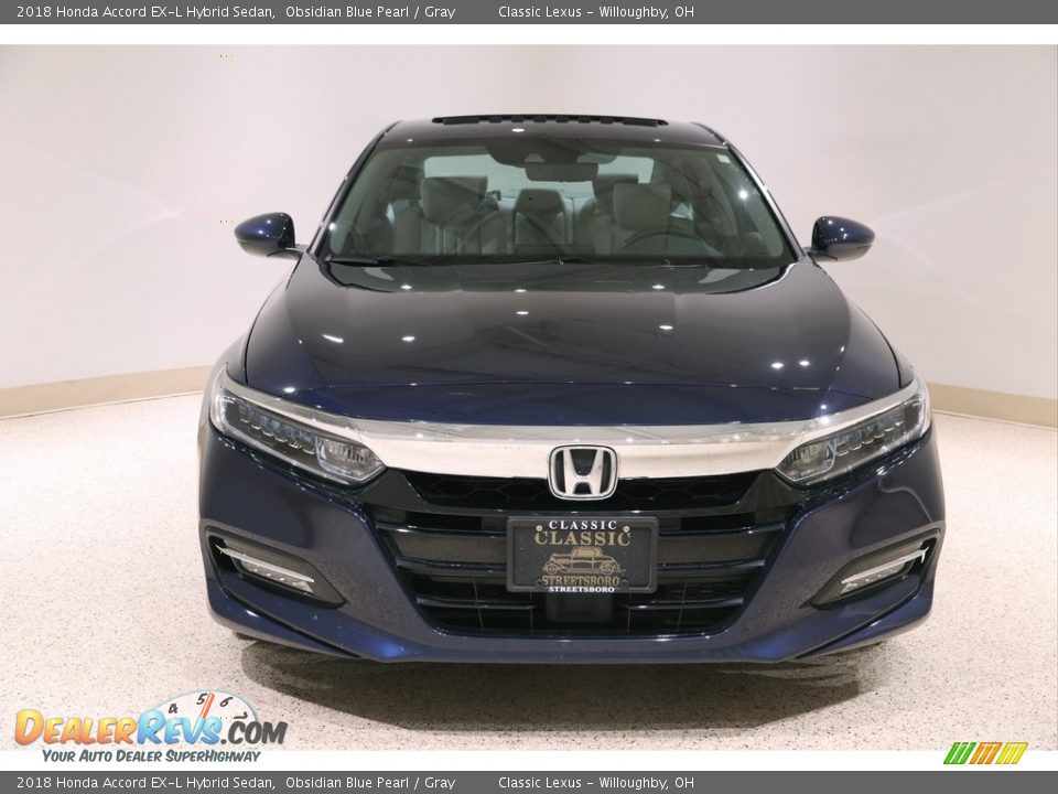 2018 Honda Accord EX-L Hybrid Sedan Obsidian Blue Pearl / Gray Photo #2