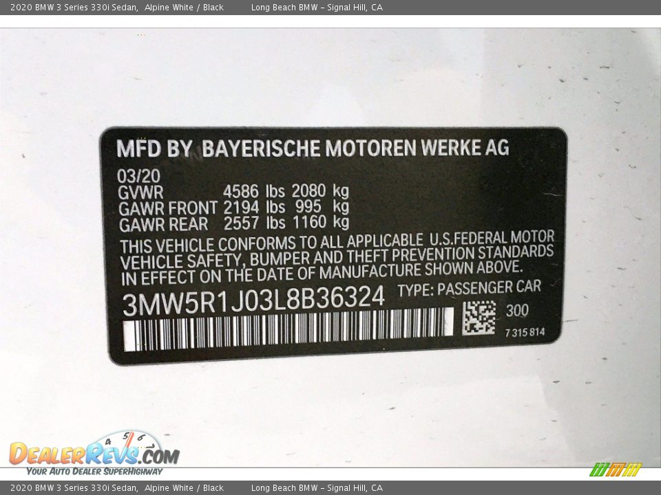 2020 BMW 3 Series 330i Sedan Alpine White / Black Photo #18