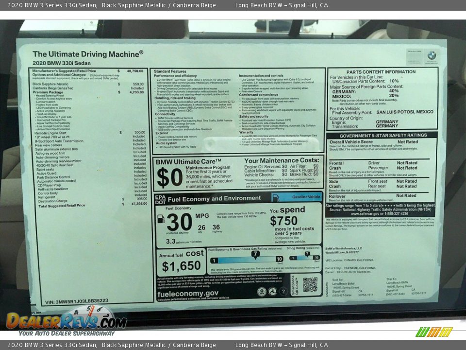 2020 BMW 3 Series 330i Sedan Black Sapphire Metallic / Canberra Beige Photo #17