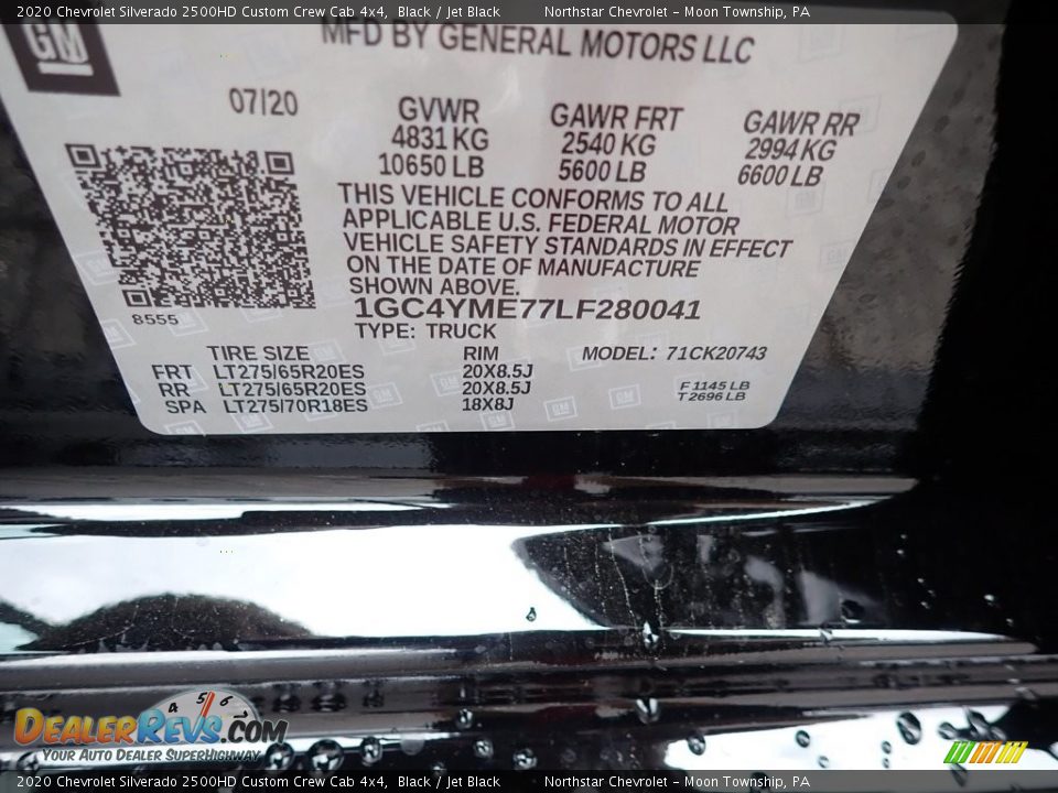 2020 Chevrolet Silverado 2500HD Custom Crew Cab 4x4 Black / Jet Black Photo #14