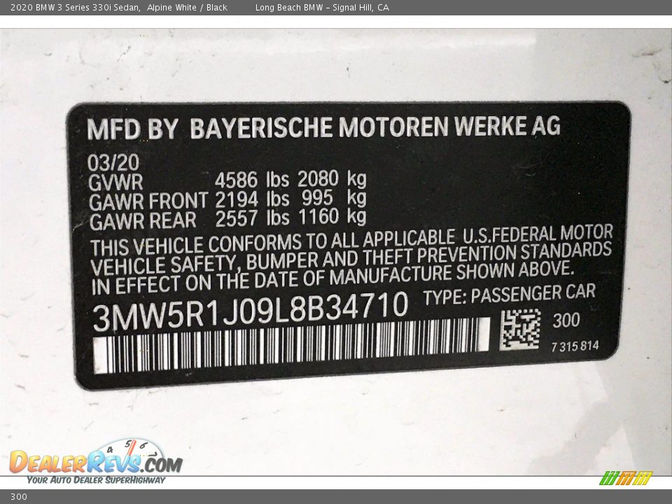 BMW Color Code 300 Alpine White