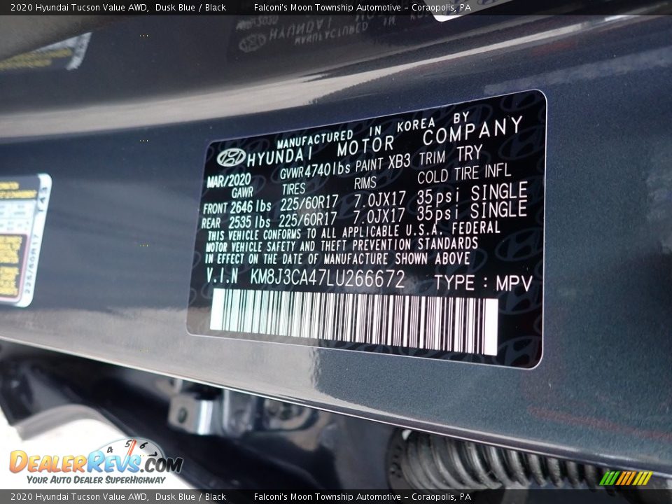 2020 Hyundai Tucson Value AWD Dusk Blue / Black Photo #12