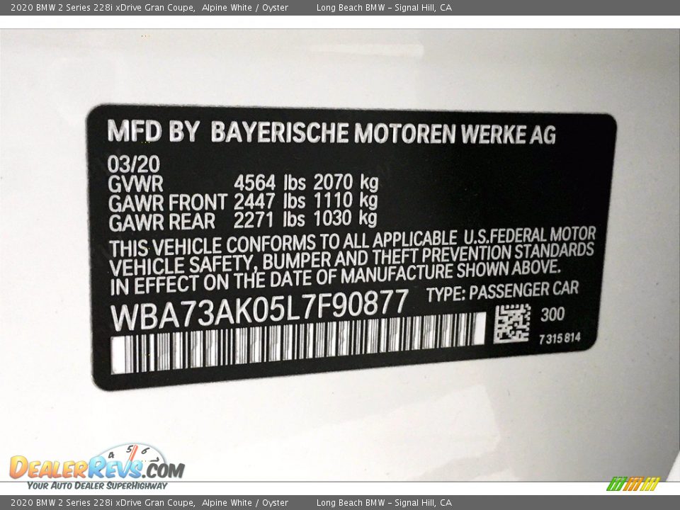 2020 BMW 2 Series 228i xDrive Gran Coupe Alpine White / Oyster Photo #18