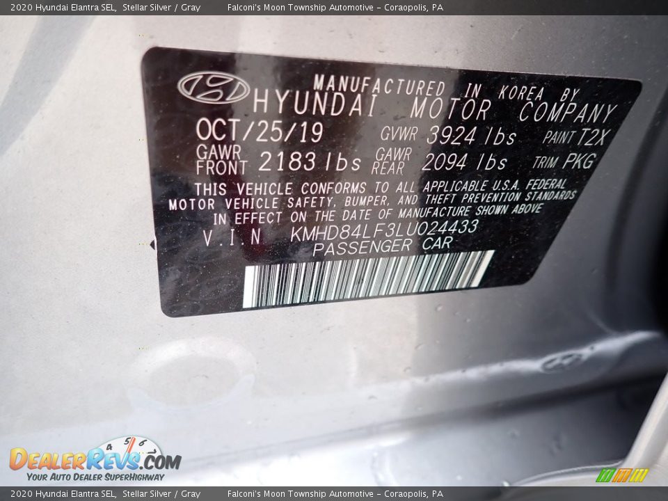 2020 Hyundai Elantra SEL Stellar Silver / Gray Photo #12