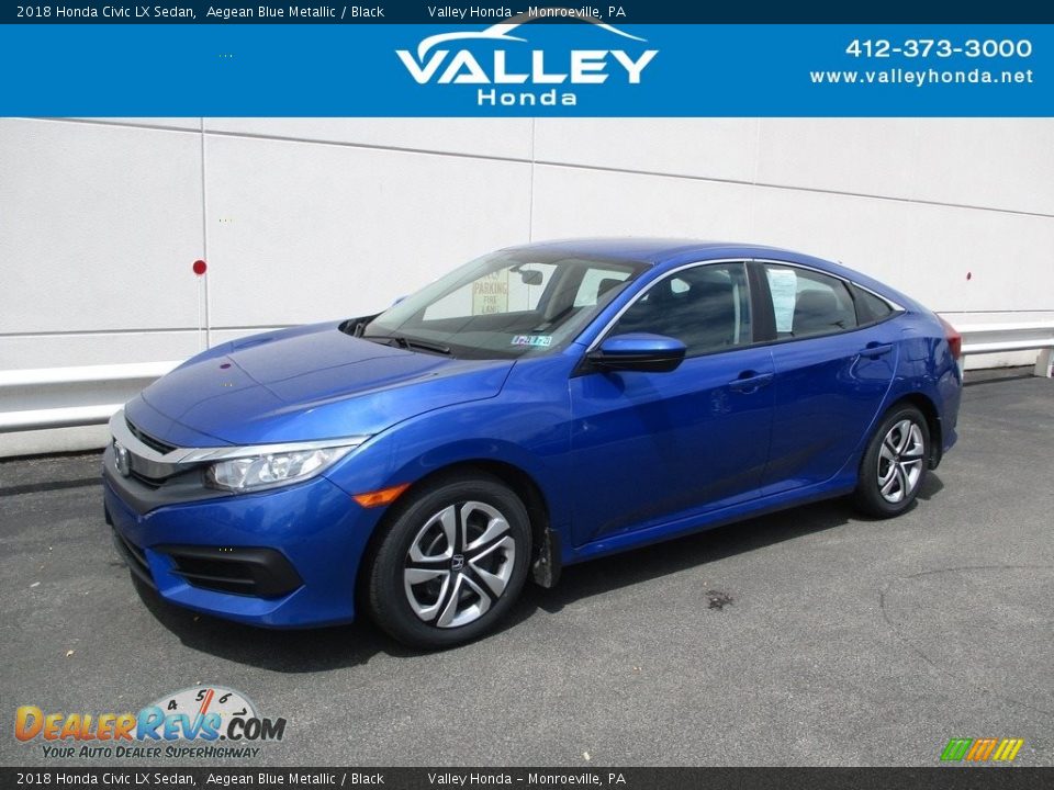 2018 Honda Civic LX Sedan Aegean Blue Metallic / Black Photo #1