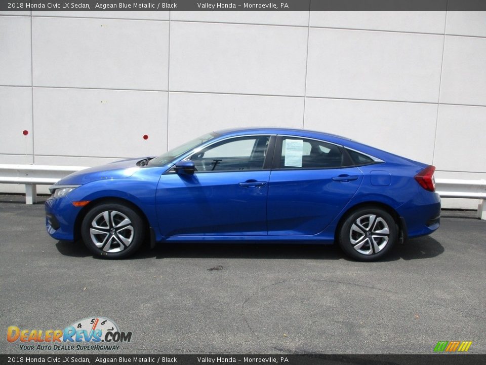 2018 Honda Civic LX Sedan Aegean Blue Metallic / Black Photo #2