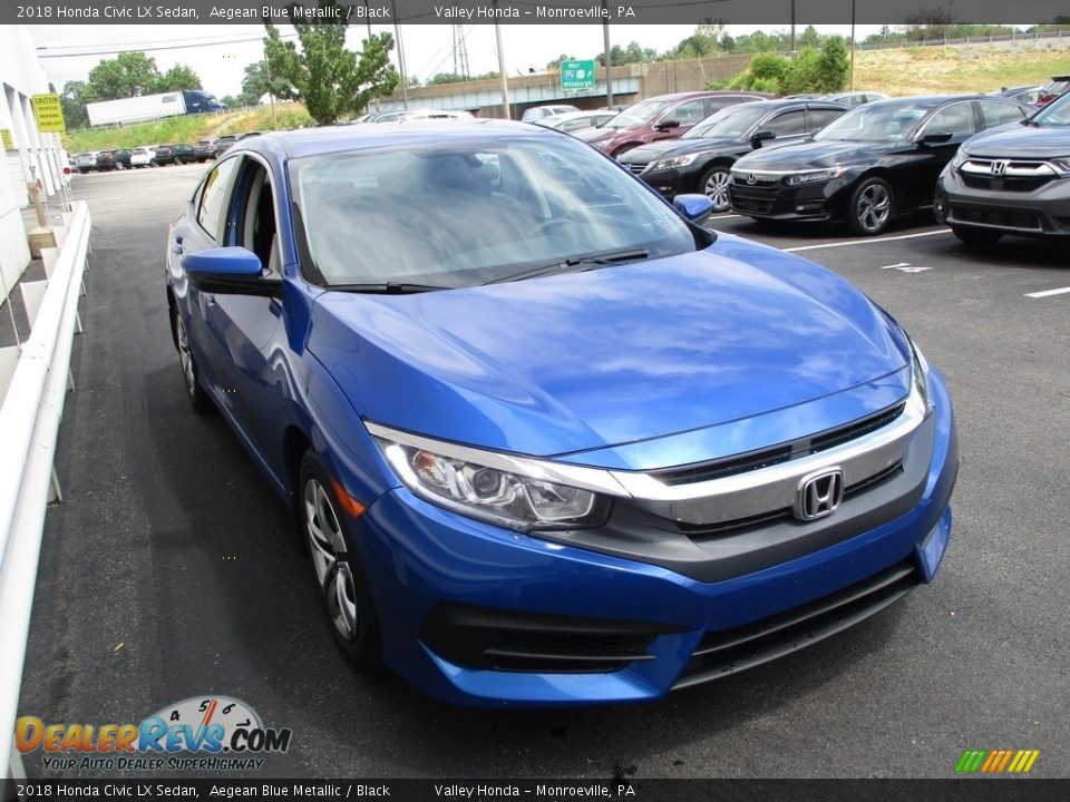 2018 Honda Civic LX Sedan Aegean Blue Metallic / Black Photo #7