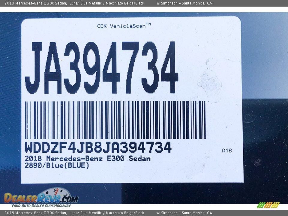 2018 Mercedes-Benz E 300 Sedan Lunar Blue Metallic / Macchiato Beige/Black Photo #10