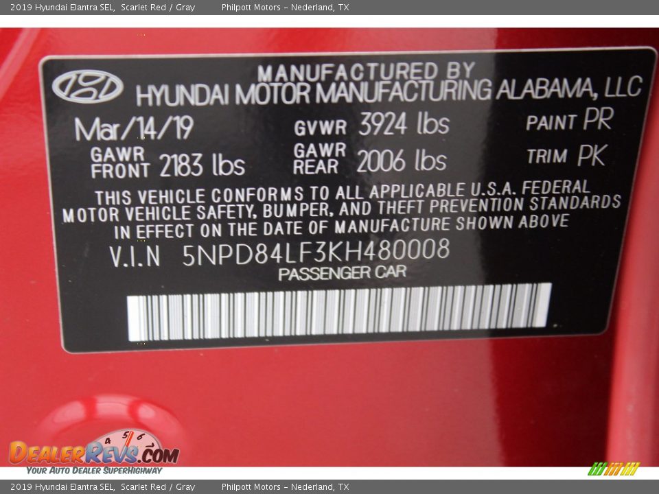 2019 Hyundai Elantra SEL Scarlet Red / Gray Photo #32