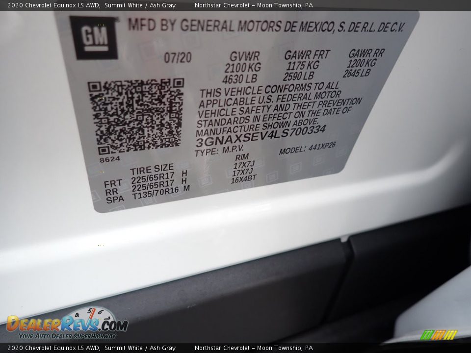 2020 Chevrolet Equinox LS AWD Summit White / Ash Gray Photo #15