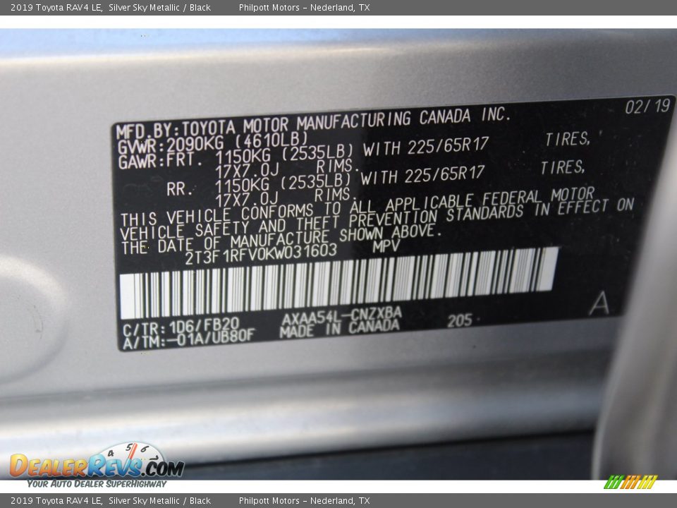 2019 Toyota RAV4 LE Silver Sky Metallic / Black Photo #27
