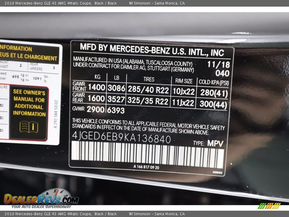 2019 Mercedes-Benz GLE 43 AMG 4Matic Coupe Black / Black Photo #36