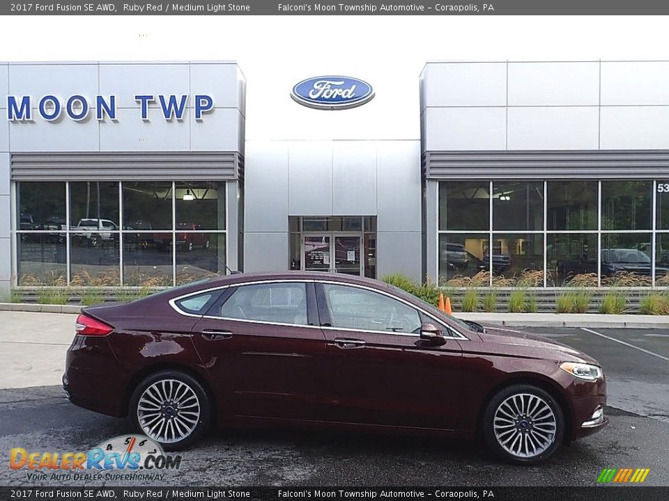2017 Ford Fusion SE AWD Ruby Red / Medium Light Stone Photo #1