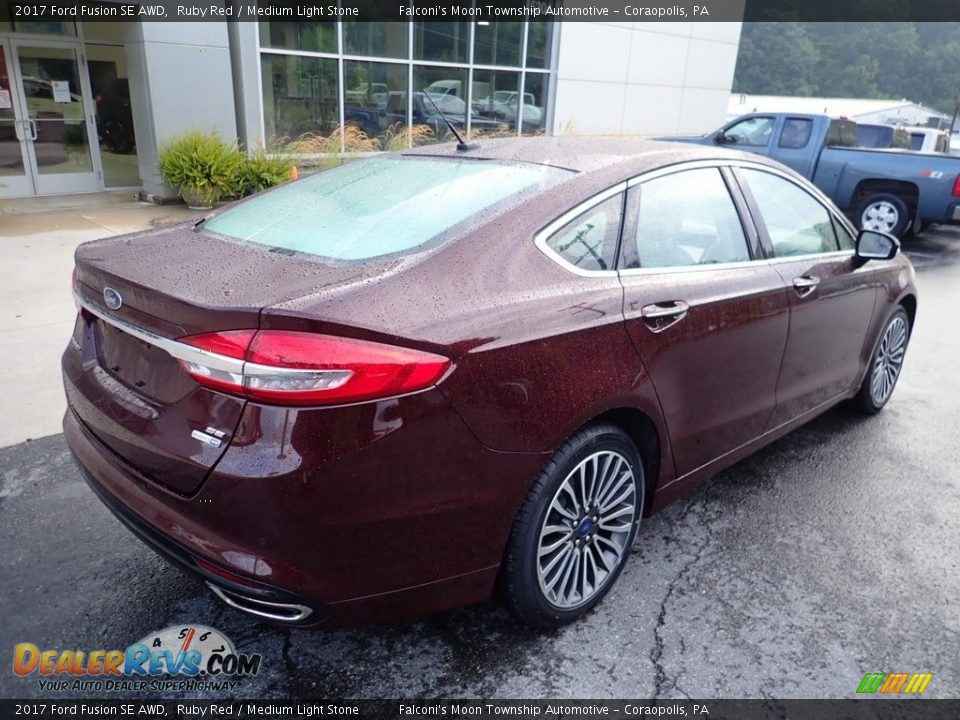 2017 Ford Fusion SE AWD Ruby Red / Medium Light Stone Photo #2