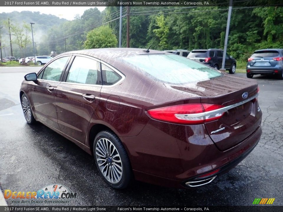 2017 Ford Fusion SE AWD Ruby Red / Medium Light Stone Photo #5