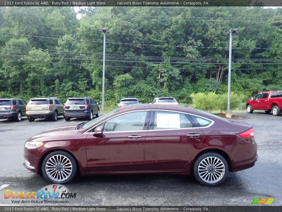 2017 Ford Fusion SE AWD Ruby Red / Medium Light Stone Photo #6