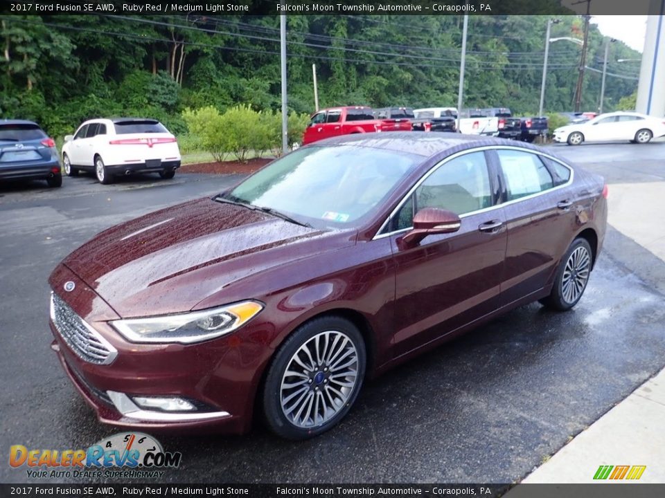 2017 Ford Fusion SE AWD Ruby Red / Medium Light Stone Photo #7
