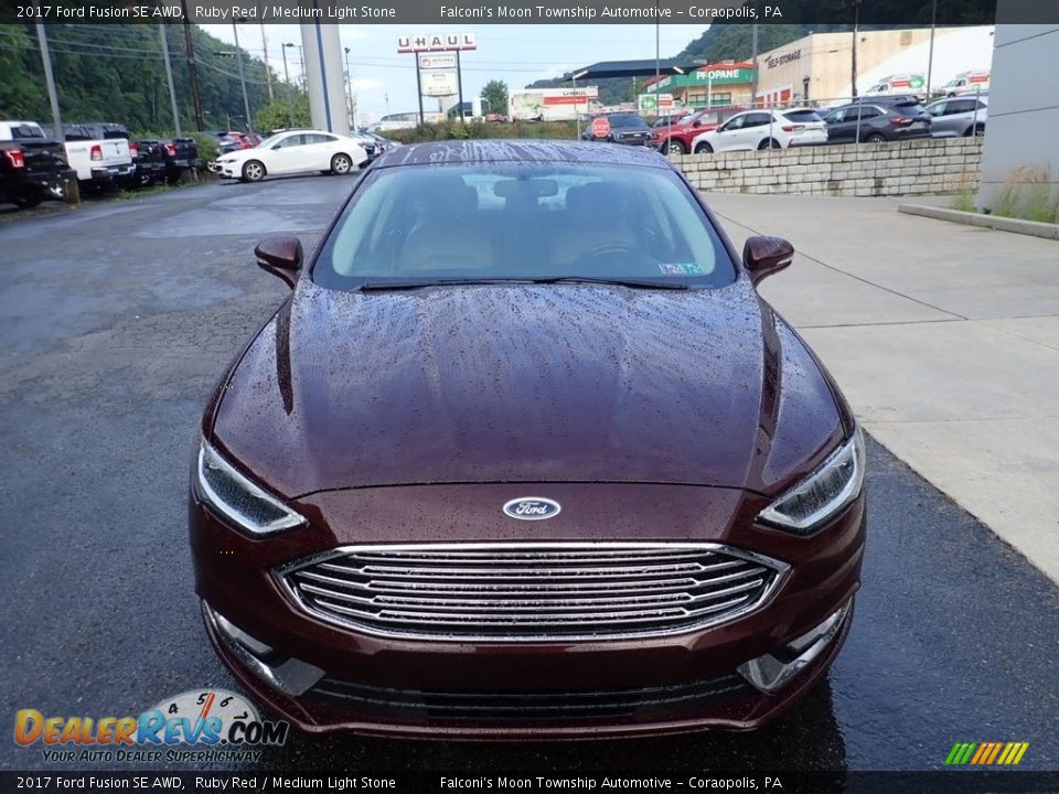 2017 Ford Fusion SE AWD Ruby Red / Medium Light Stone Photo #8