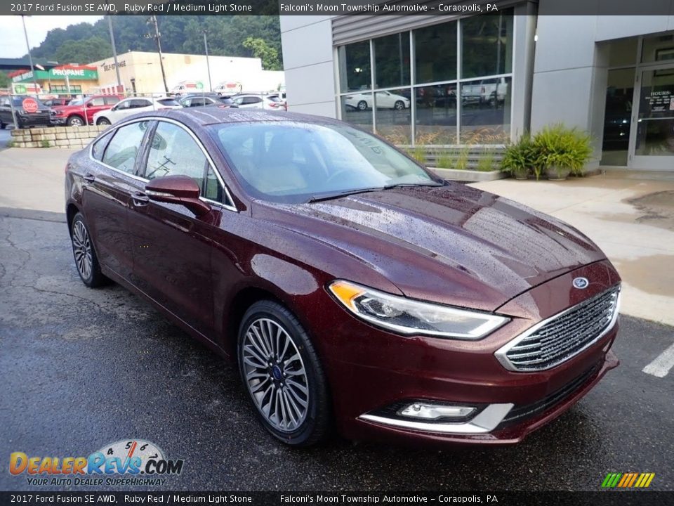 2017 Ford Fusion SE AWD Ruby Red / Medium Light Stone Photo #9