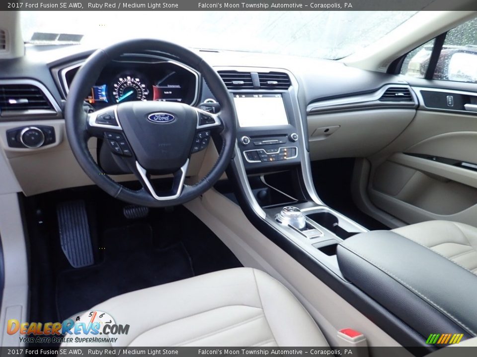 2017 Ford Fusion SE AWD Ruby Red / Medium Light Stone Photo #17