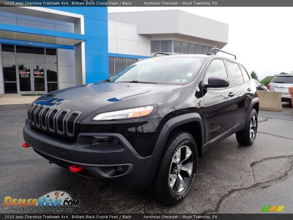 2016 Jeep Cherokee Trailhawk 4x4 Brilliant Black Crystal Pearl / Black Photo #2