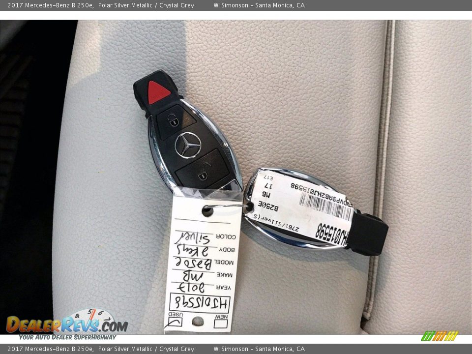 2017 Mercedes-Benz B 250e Polar Silver Metallic / Crystal Grey Photo #11