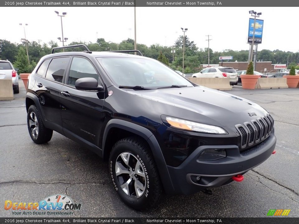 2016 Jeep Cherokee Trailhawk 4x4 Brilliant Black Crystal Pearl / Black Photo #11