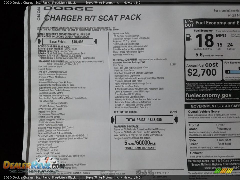 2020 Dodge Charger Scat Pack Frostbite / Black Photo #29