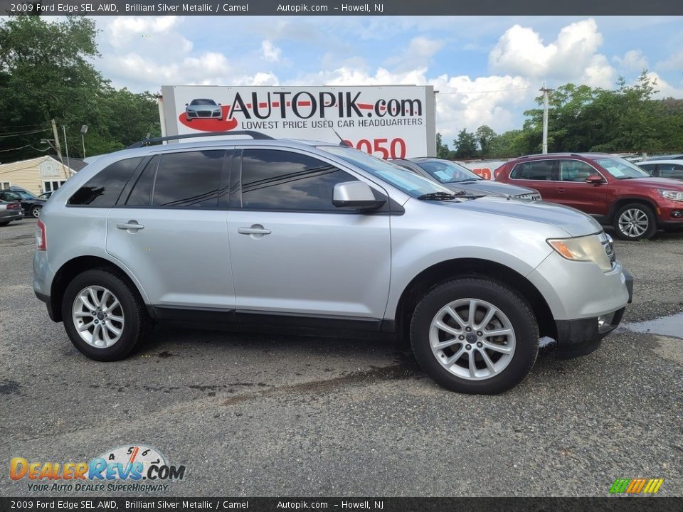 2009 Ford Edge SEL AWD Brilliant Silver Metallic / Camel Photo #2