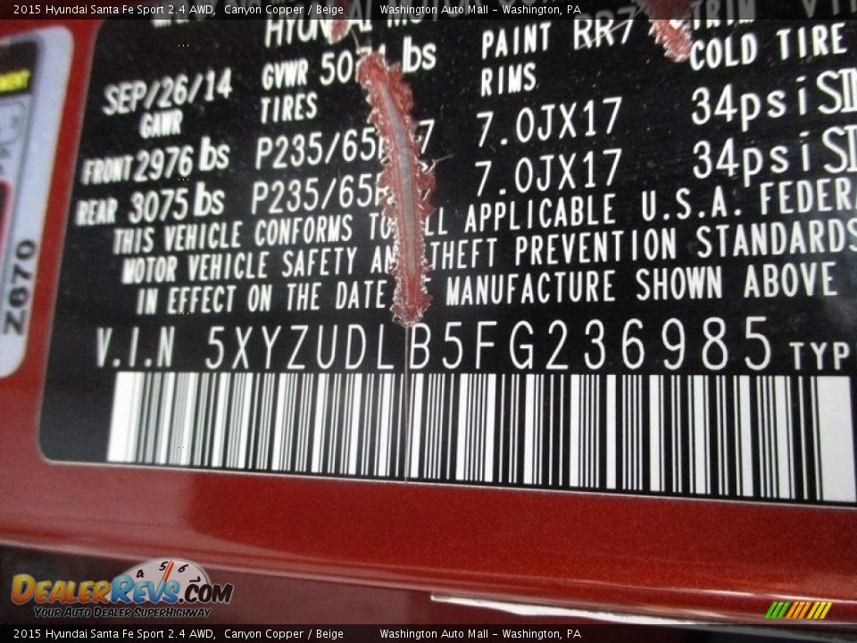 2015 Hyundai Santa Fe Sport 2.4 AWD Canyon Copper / Beige Photo #24