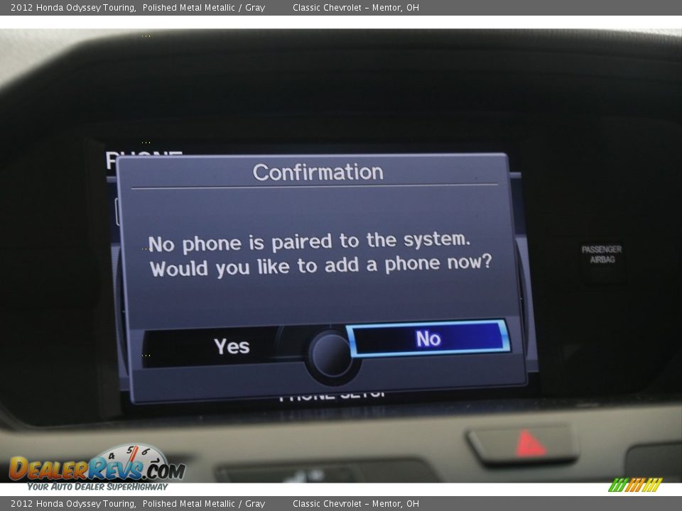 2012 Honda Odyssey Touring Polished Metal Metallic / Gray Photo #12