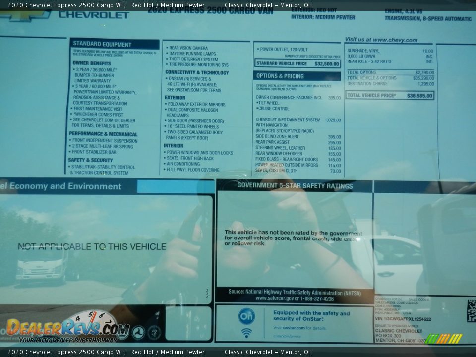 2020 Chevrolet Express 2500 Cargo WT Red Hot / Medium Pewter Photo #8