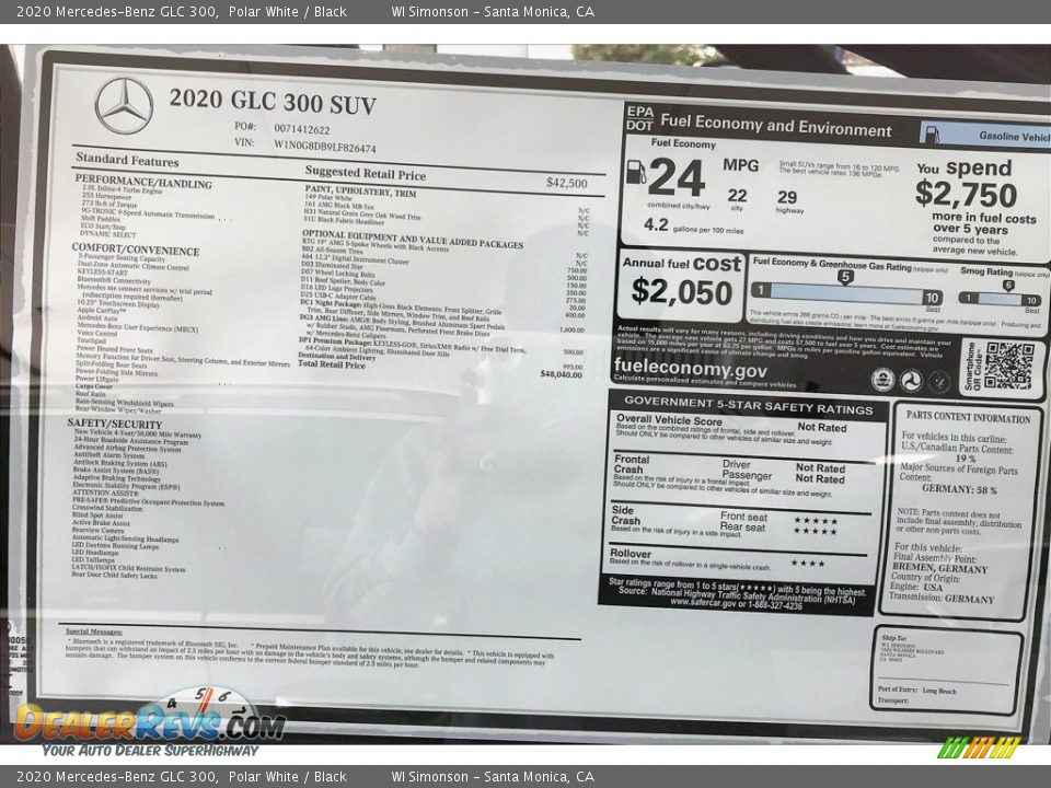 2020 Mercedes-Benz GLC 300 Polar White / Black Photo #10