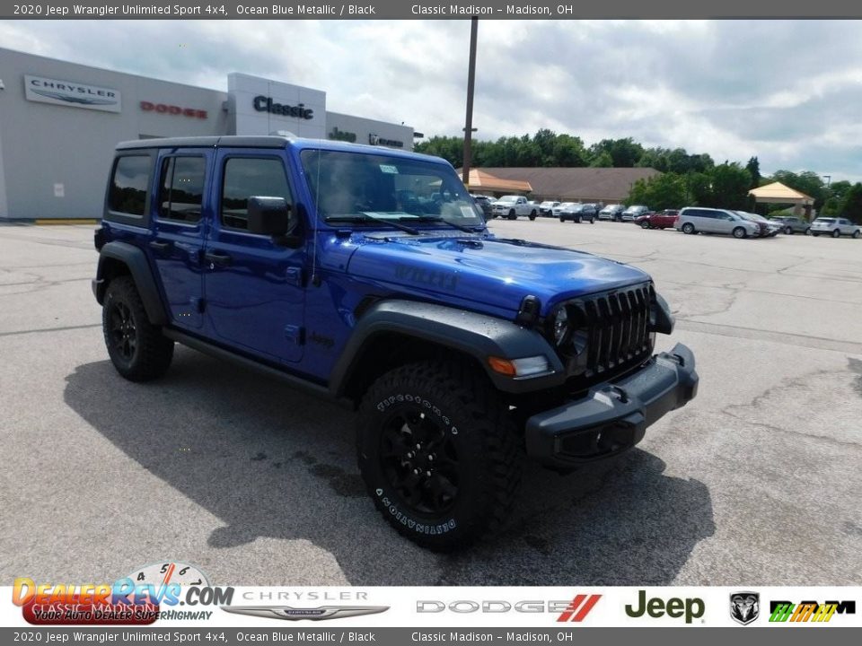 2020 Jeep Wrangler Unlimited Sport 4x4 Ocean Blue Metallic / Black Photo #1