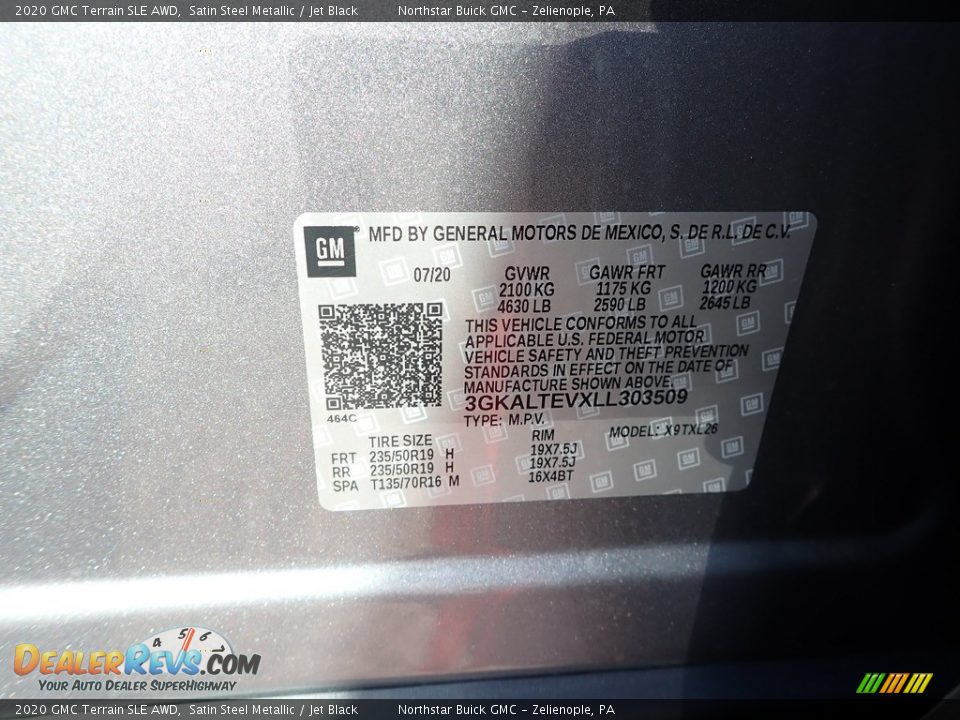 2020 GMC Terrain SLE AWD Satin Steel Metallic / Jet Black Photo #11