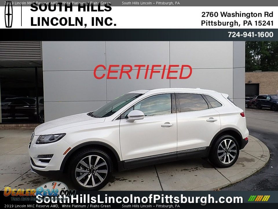 2019 Lincoln MKC Reserve AWD White Platinum / Rialto Green Photo #1