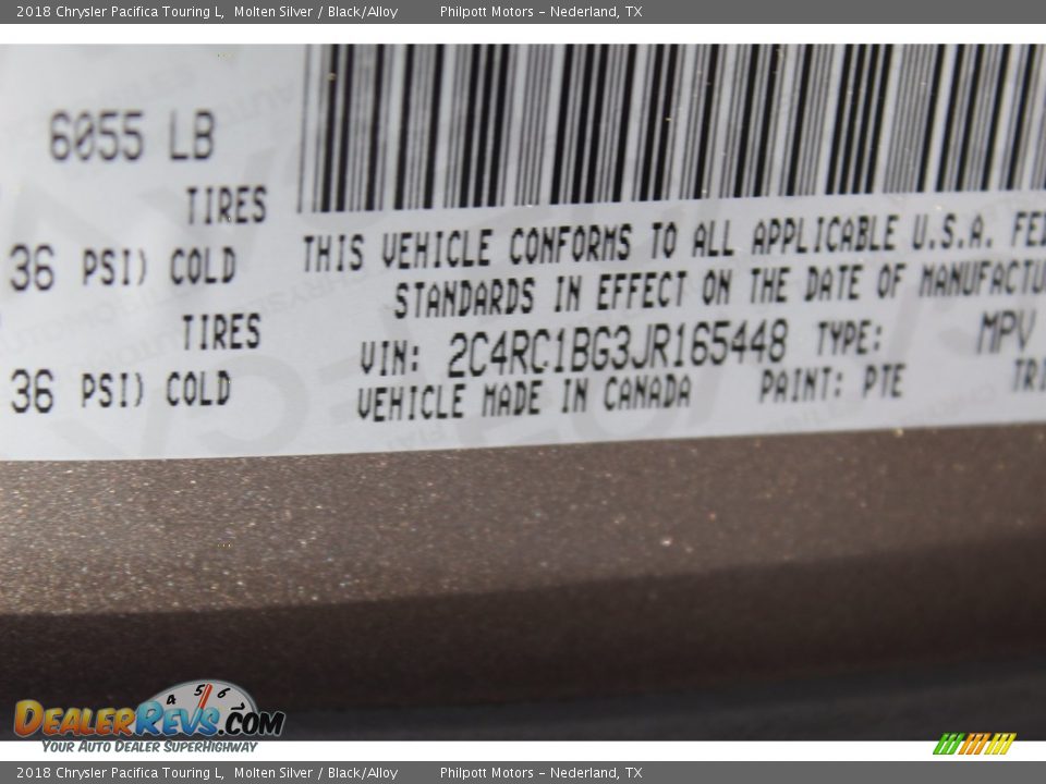 2018 Chrysler Pacifica Touring L Molten Silver / Black/Alloy Photo #32