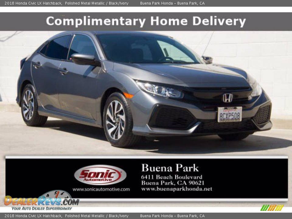 2018 Honda Civic LX Hatchback Polished Metal Metallic / Black/Ivory Photo #1