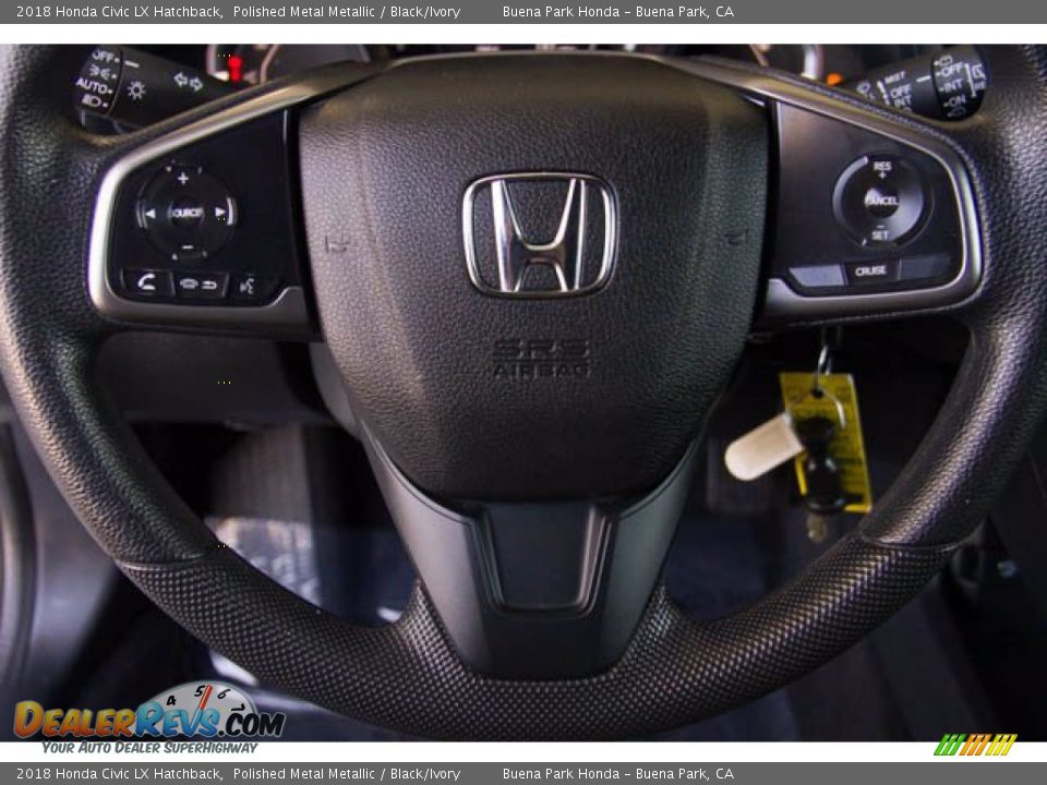 2018 Honda Civic LX Hatchback Polished Metal Metallic / Black/Ivory Photo #15