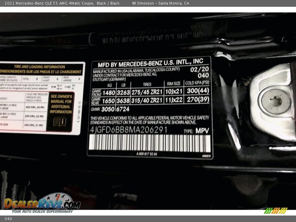 Mercedes-Benz Color Code 040 Black