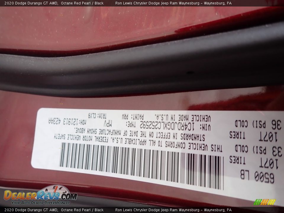 2020 Dodge Durango GT AWD Octane Red Pearl / Black Photo #14