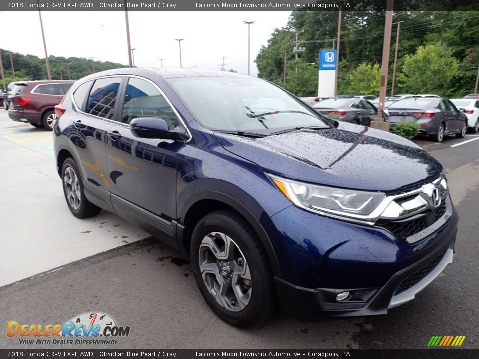 2018 Honda CR-V EX-L AWD Obsidian Blue Pearl / Gray Photo #8