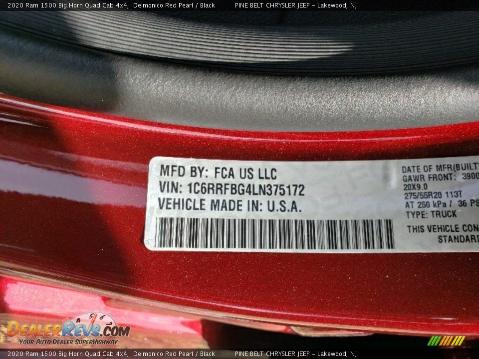 2020 Ram 1500 Big Horn Quad Cab 4x4 Delmonico Red Pearl / Black Photo #13