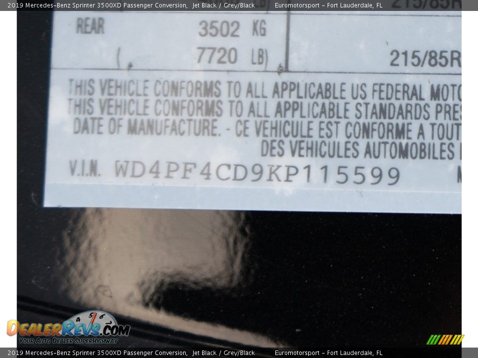 2019 Mercedes-Benz Sprinter 3500XD Passenger Conversion Jet Black / Grey/Black Photo #17
