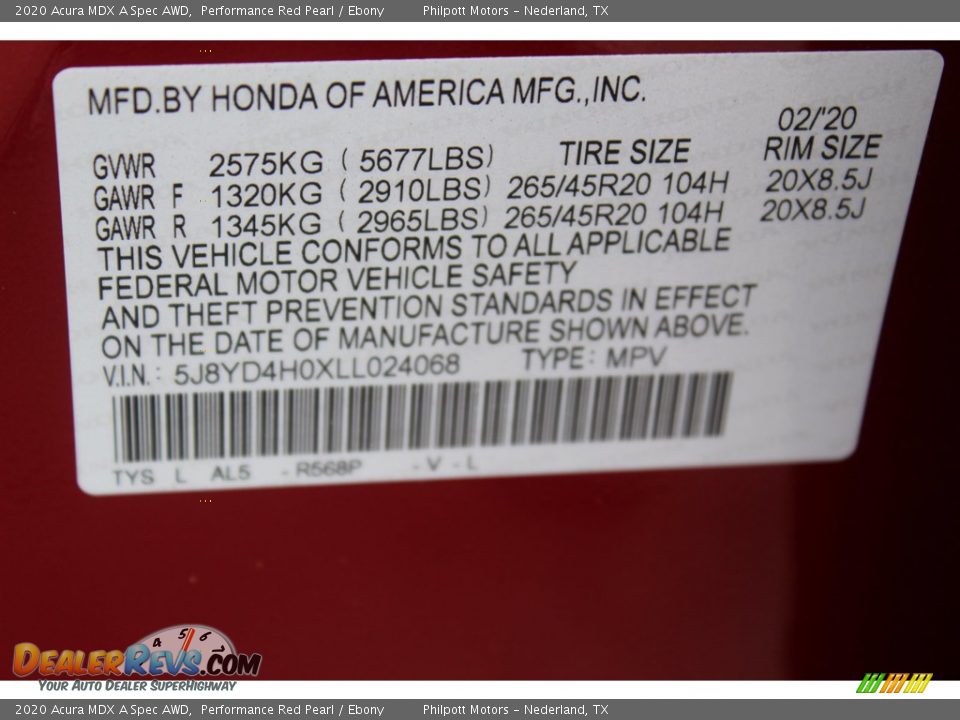 2020 Acura MDX A Spec AWD Performance Red Pearl / Ebony Photo #36