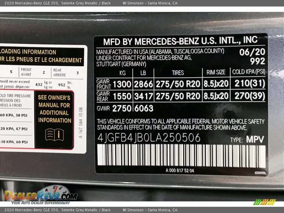 2020 Mercedes-Benz GLE 350 Selenite Grey Metallic / Black Photo #11