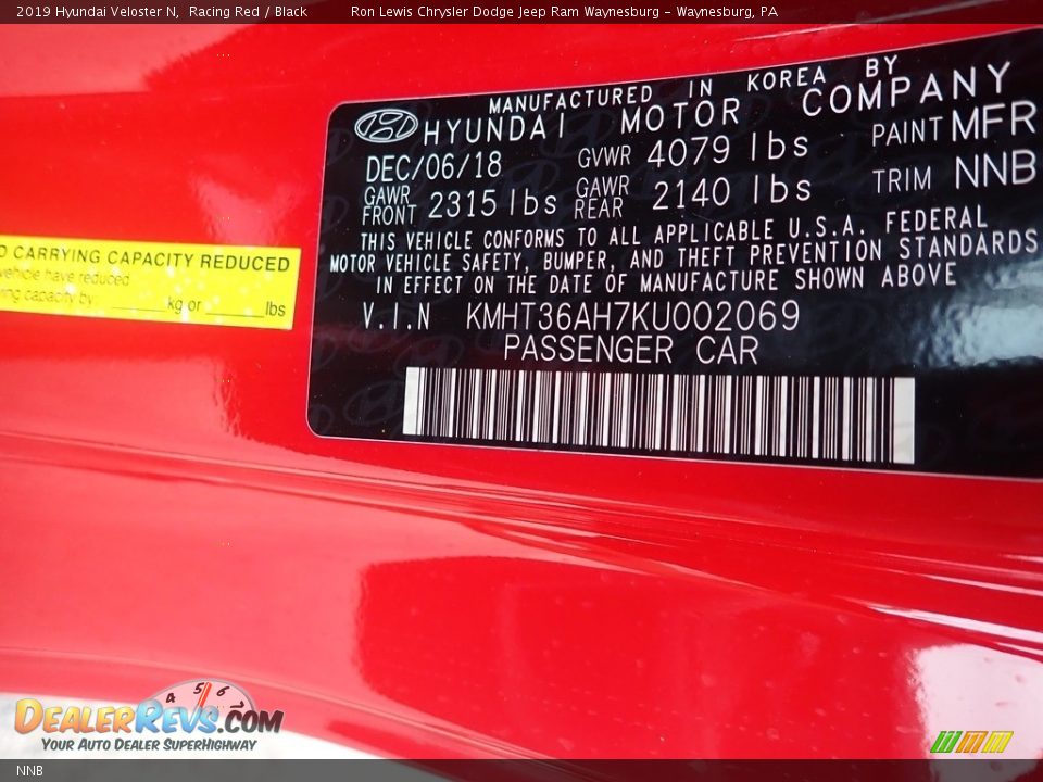Hyundai Color Code NNB Racing Red