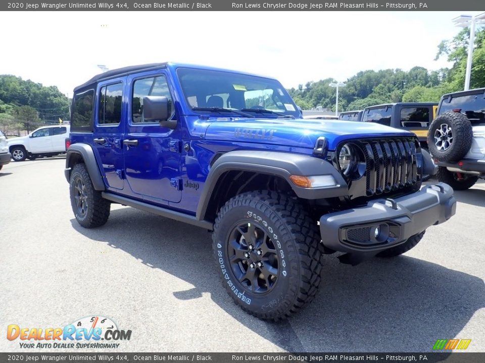 2020 Jeep Wrangler Unlimited Willys 4x4 Ocean Blue Metallic / Black Photo #3