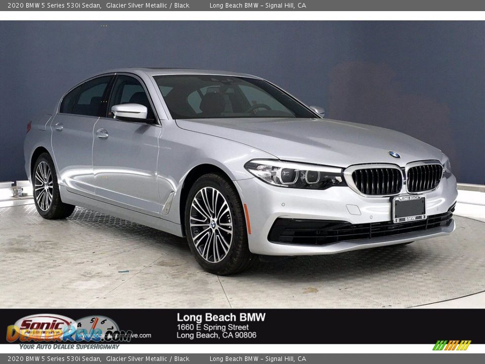 2020 BMW 5 Series 530i Sedan Glacier Silver Metallic / Black Photo #1