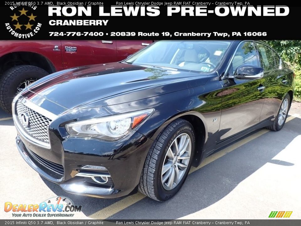 2015 Infiniti Q50 3.7 AWD Black Obsidian / Graphite Photo #1